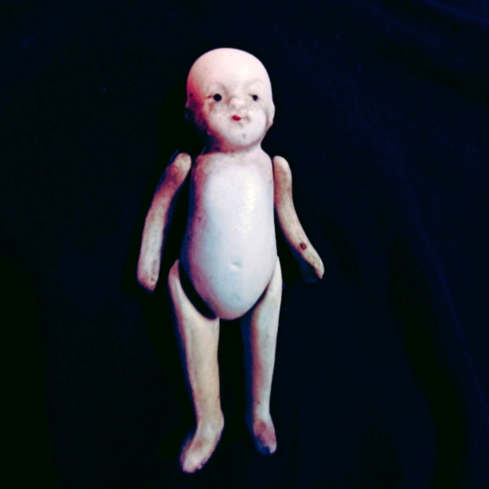 Early 1900s Jointed Bisque Porcelain Doll w/limbs attached 3 1/2"